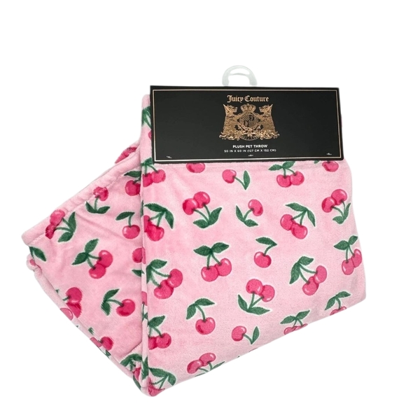 Juicy Couture Pink Cherry Plush Throw - Picture 1 of 3